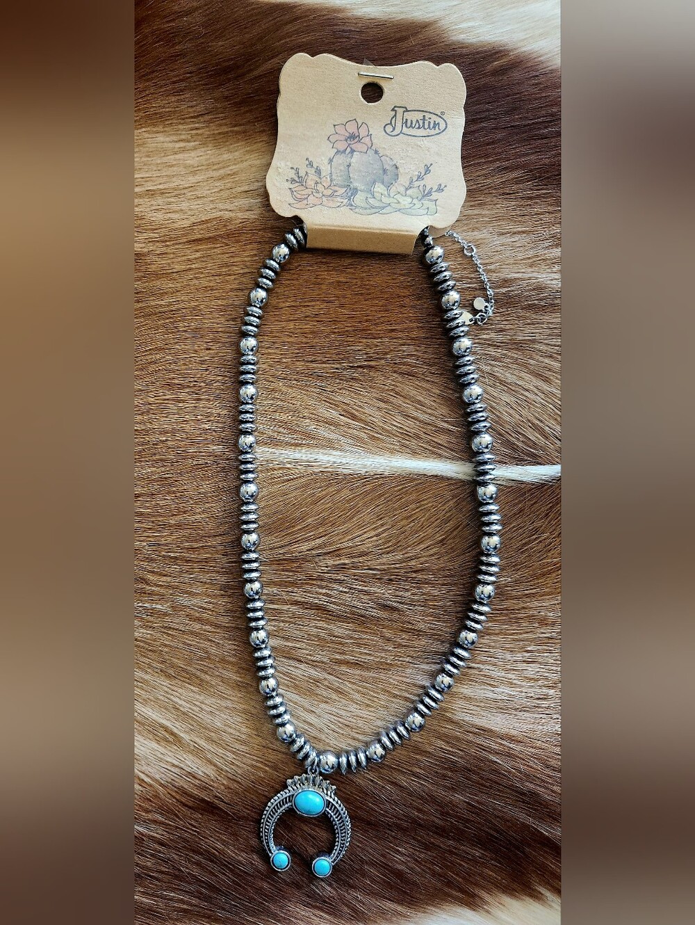 Justin Boots Silver Beaded Women’s Necklace - Stylish Metallic Statement
